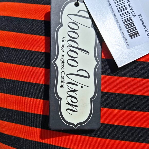 Orange/Black Striped Voodoo Vixen Fit and Flare Dress NWT - Picture 8 of 11